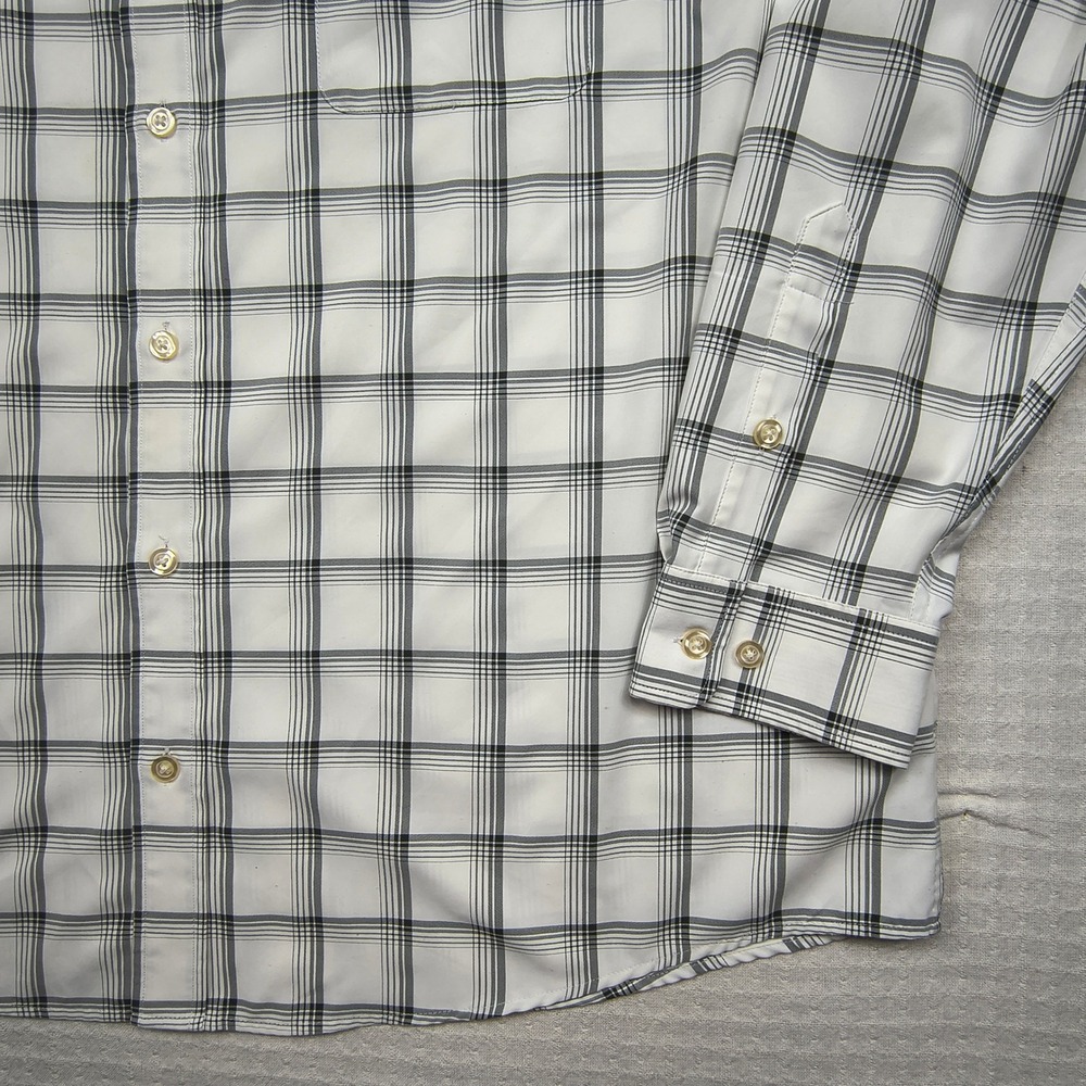 Orvis Mens XXL Active Fit Plaid Long Sleeve Button Down Shirt White Black 3BC6 - Picture 9 of 10